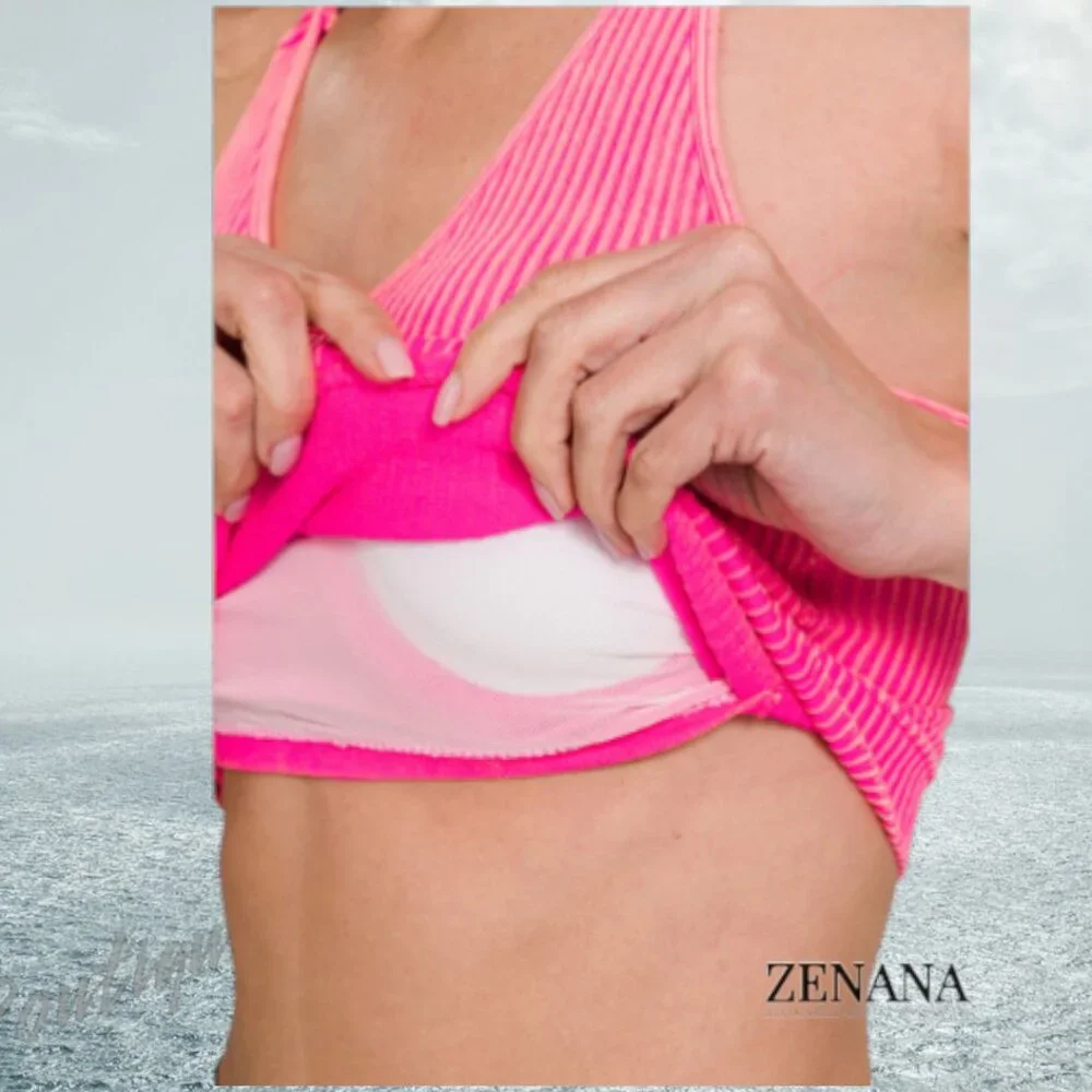 Zenana Soft Very Stretchy Coral Orange Mineral Wash V Neck Yoga Tank Bralette